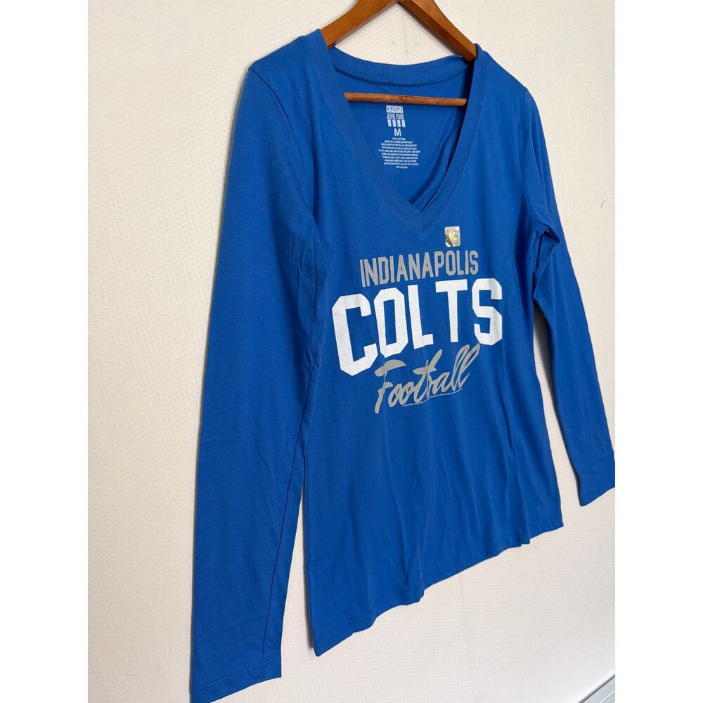 Indianapolis Colts NFL Long Sleeve V Neck T Shirt Blue Women M 100% Cotton NWOT - Picture 4 of 8